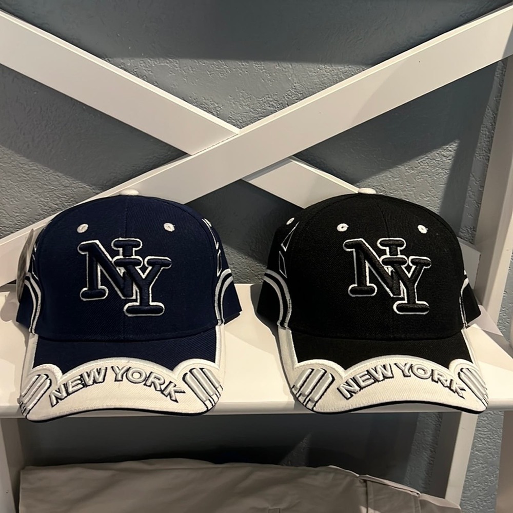 New York City Hunter Adjustable Black White and Blue White Baseball Cap Hat